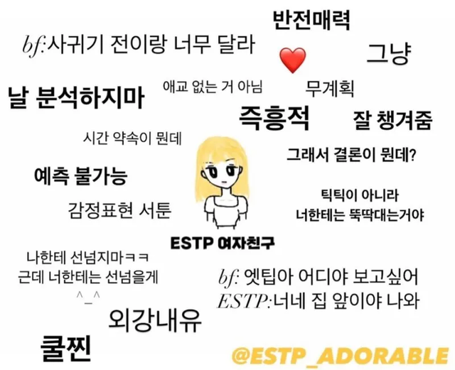 ESTP MBTI 성격 유형 취향 mbti짤 mbti짤방 mbti타입