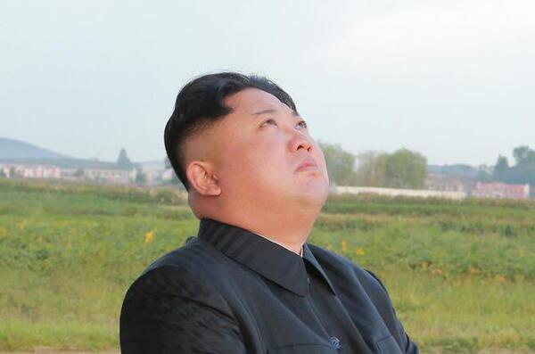북한 김정은 하늘 바라보는 모습