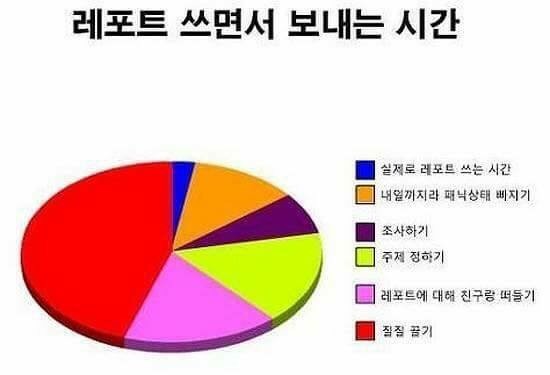 레포트 쓰면서 보내는 시간 대학생 시험 공부 조사하기 주제 정하기 질질 끓기 현실