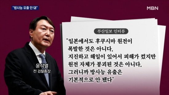 윤석열 일본 후쿠시마 원전 폭발 아냐 방사능 유출 없다 망언 대통령