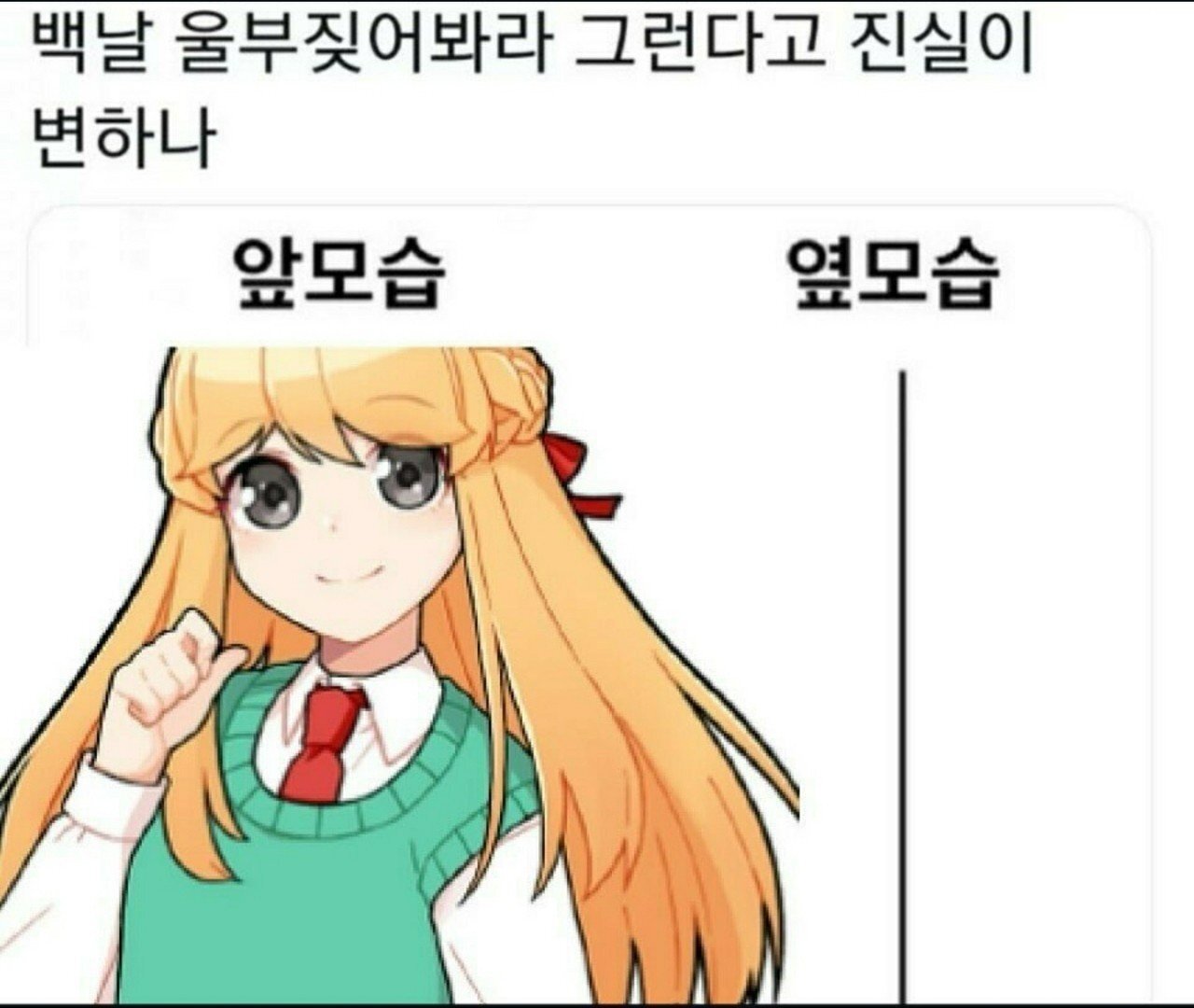 오덕 씹덕들 부글부글 앞모습 옆모습 백날 울부짖어봐라 그런다고 진실이 변하나