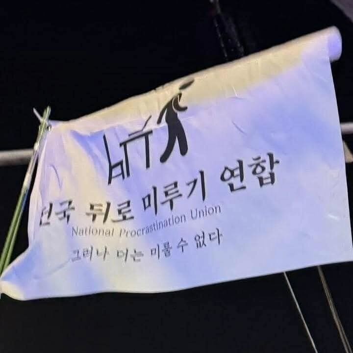 전국 뒤로 미루기 연합 그러나 더는 미룰 수 없다 민주주의 깃발시위 센스